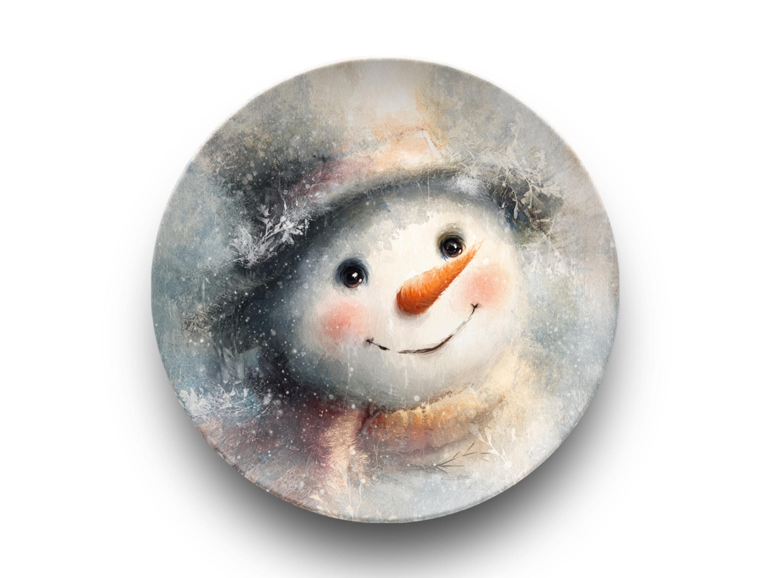 ウィンタースマイル – 雪だるま柄のクリスマス割れないプレート - Etsy