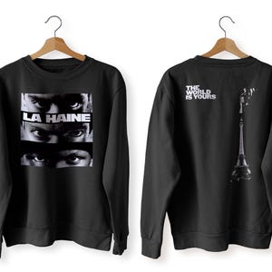 La Haine, Hatred, Mathieu Kassovitz, Vincent Cassel, 1995 - HQ Front Retro Movie Cinema Print, HQ Print Classic Unisex Crewneck Sweatshirt