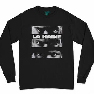 La Haine, Hatred, Mathieu Kassovitz, Vincent Cassel, 1995 - Front Back Print HQ Movie Tee, Classic Unisex Longsleeve