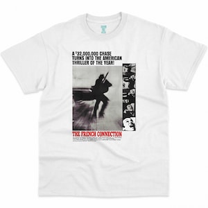 Conexión en Francia, William Friedkin, Gene Hackman, 1971 - Camiseta unisex de cuello redondo con estampado retro de película de alta calidad