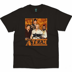 The A-Team, John &quot;Hannibal&quot; Smith, B.A. Baracus, 80s TV series - HQ Retro Movie Print T-Shirt, Heavyweight Unisex Crewneck