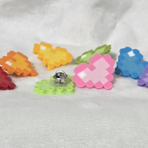 Choose your fuse bead pixel art heart pin rainbow and glow in the dark 1x1 inch