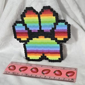 Large perler bead Rainbow Furry Paw refrigerator magnet 5x5 inches