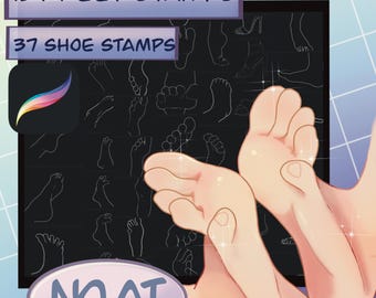 Procreate Feet & Shoe Pose Stamps: Anime, Realistic Art (Digital Download)