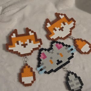 Perler bead animal tail Shaker pixel art fox and cat