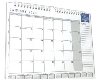 2026 Wall Calendar Easy Glance Monthly Planner Notes