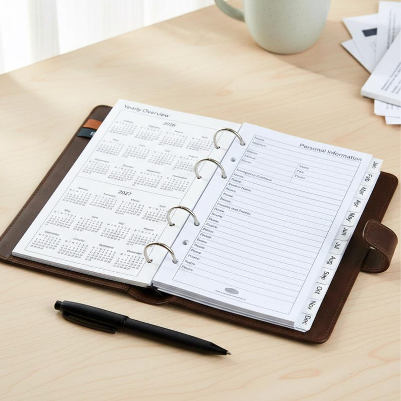 2026 Personal Diary Refill Weekly Organiser Planner Week on Two Pages Filofax Compatible image 3