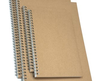 Kraft Cover Notebook A4 or A5 Lined or Squared Pages Spiral Writing Journals