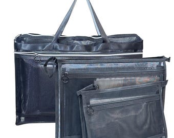Mesh Zipper Wallets Document Storage Bag Twin Pockets Cosmetic Pouches for Office, School & Travel