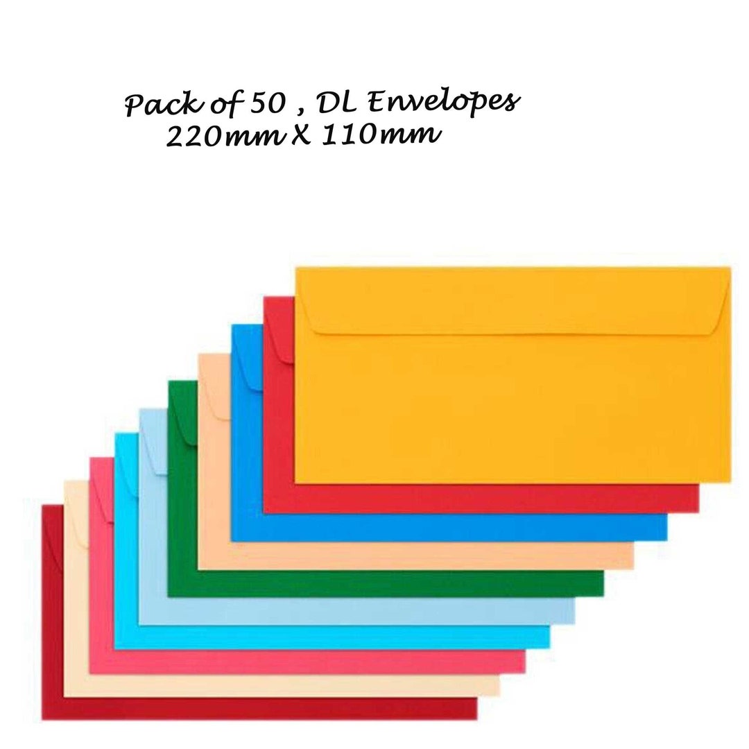 50 Coloured Envelopes Multi Colour DL Envelope Rainbow Pack - Etsy