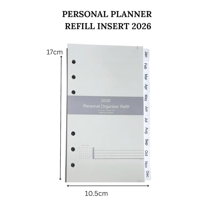 2026 Personal Diary Refill Weekly Organiser Planner Week on Two Pages Filofax Compatible image 2