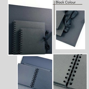 Blank Scrapbook, Black 8x8 Inches, Black 12x12 Inches, Spiral Bound  Scrapbook, Scrapbook With Ribbon, DIY Scrapbook, Blank Photo Album 