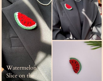 Crochet Pattern, Palestine Flag Badge, Watermelon Slice Hair Clip, Handmade Landyard Pin, Gift for her