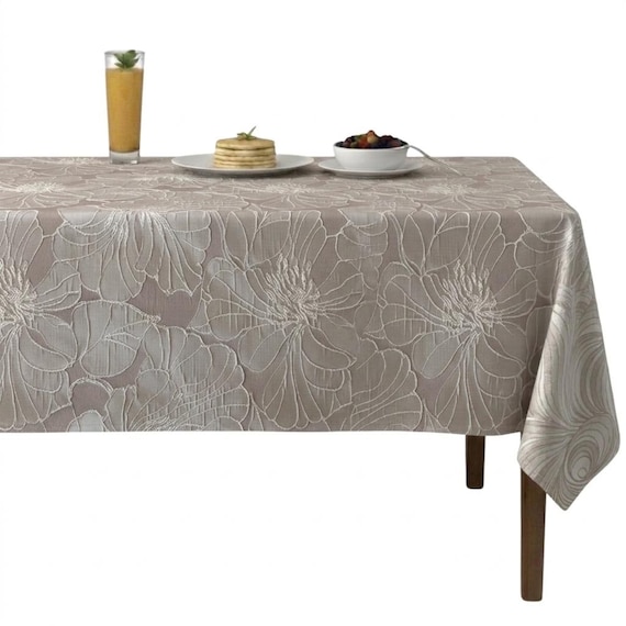 Silber Etui - Tischdecken nach Maß, 100% Polyester, maschinenwaschbar, flecken- und knitterfrei