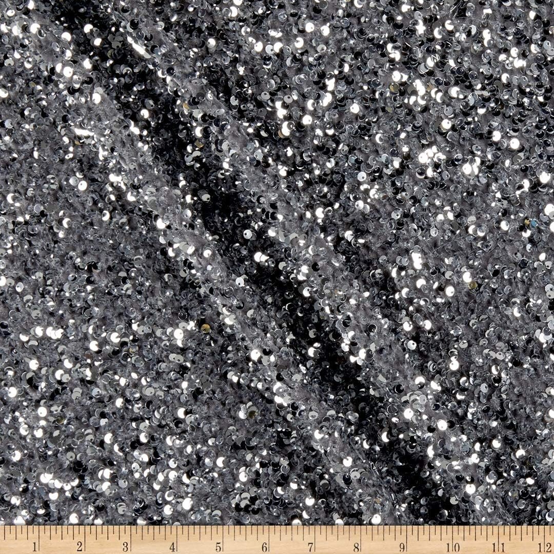 Shiny 5mm Sequin On A 2 Way Stretch Velvet (1 Yard, Mint Green) main image 0