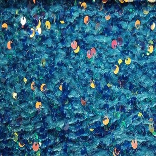 Shiny 5mm Sequin On A 2 Way Stretch Velvet (1 Yard, Navy Blue) main image 0