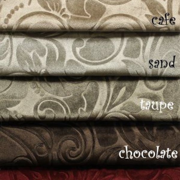 Brocade Scroll Velvet Fabric, Ideal Embossed Material for Upholstery Coaches and Chairs, Drapery, Slipcovers, Tablecloths, Etc.