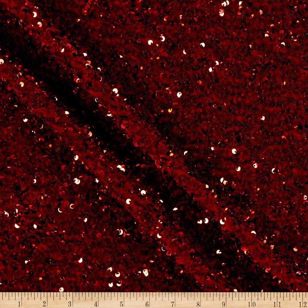 Shiny 5mm Sequin On A 2 Way Stretch Velvet (1 Yard, Clear Iridescent/Mint Green) main image 0