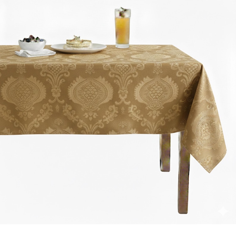 Gold Brocade Damask Velvet - Custom Tablecloths, 100% Polyester ...