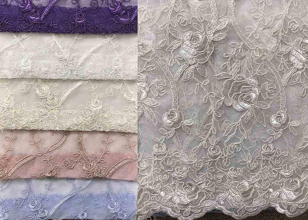 Lace Net Material HOLIDAY Embroidered Mesh Fabric. Lace Netting Material 54 Inch in Width ...