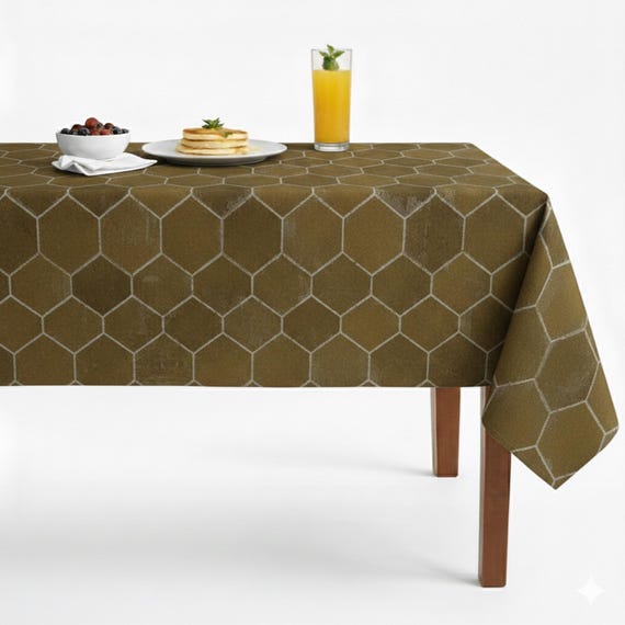 Frontier Jacquard - Tischdecken nach Maß, 100% Polyester, maschinenwaschbar, flecken- und knitterfrei