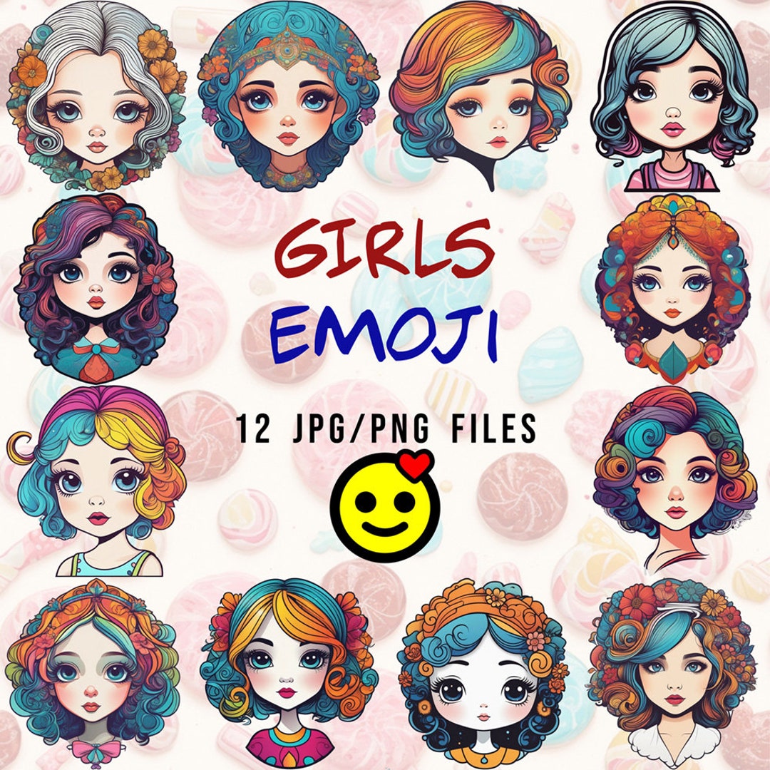 Little Girl Graphic Emojis Digital Download Faces Modern Descriptive