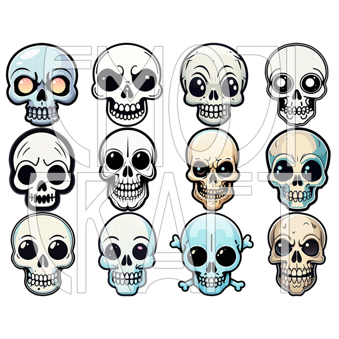 Skull Facial Graphic Emojis Digital Download Mens Faces Modern Etsy