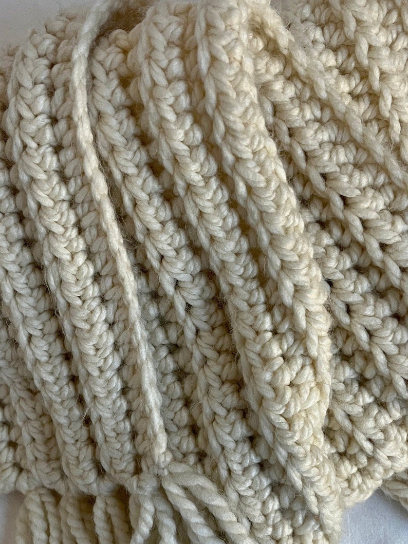 Handmade Crochet Chunky Long Wool Scarf (cream) - Etsy