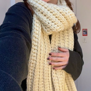 Handmade Crochet Chunky Long Wool Scarf (cream) - Etsy