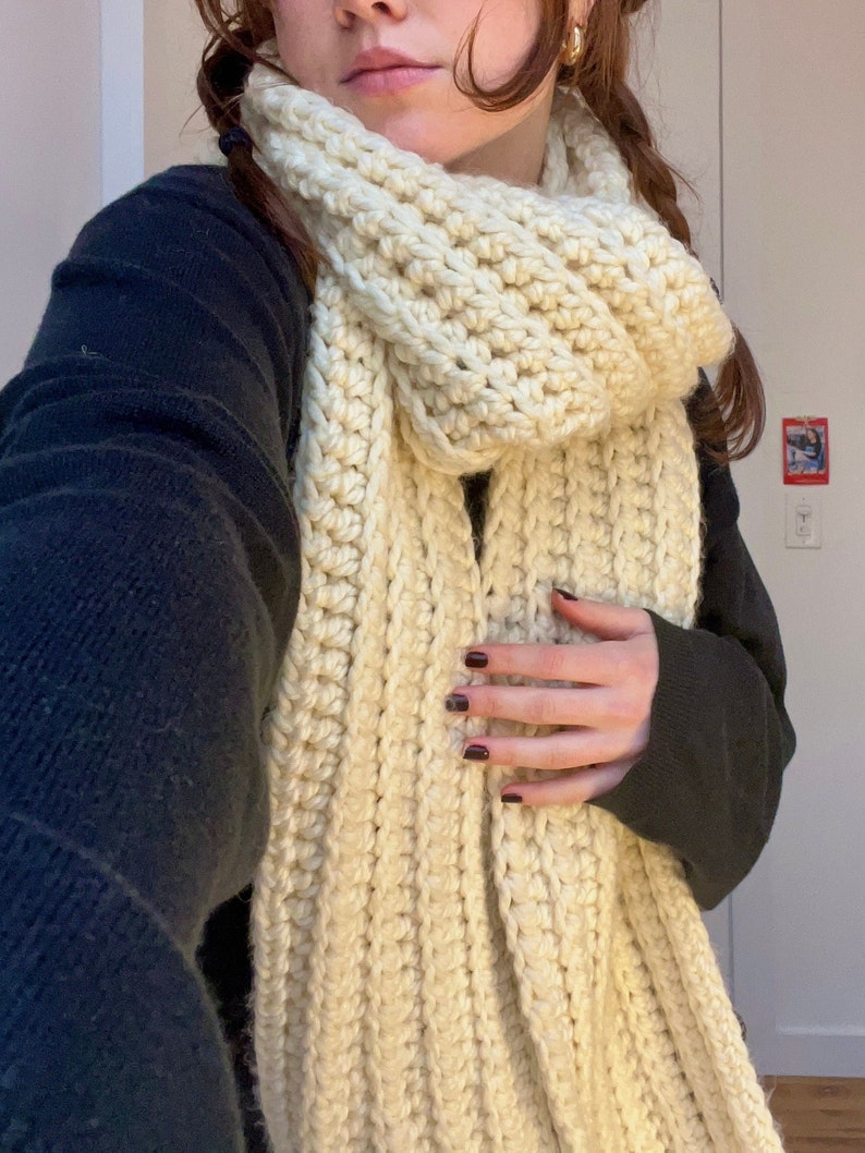 Handmade Crochet Chunky Long Wool Scarf (cream) - Etsy