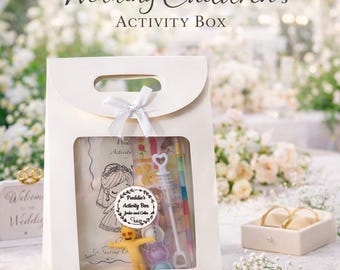 Kid A6 SIZE Wedding Activity Box, wedding activity pack, child wedding activity bag, kid wedding favor, colouring pack, kid wedding activity
