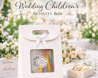 Kid A6 SIZE Wedding Activity Box, wedding activity pack, child wedding activity bag, kid wedding favor, colouring pack, kid wedding activity