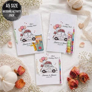 Wedding Activity Packs, A5 SIZE, wedding kid pack, wedding child pack, wedding colouring book, toddler wedding packs, wedding favor, wedding image 1