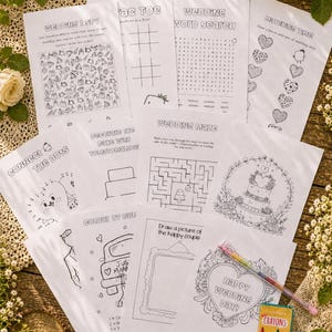 Wedding Children Activity Pack, A6, personalised, customised, Bride, Groom, wedding gift, wedding favours, kid, toddler, wedding stationery image 3
