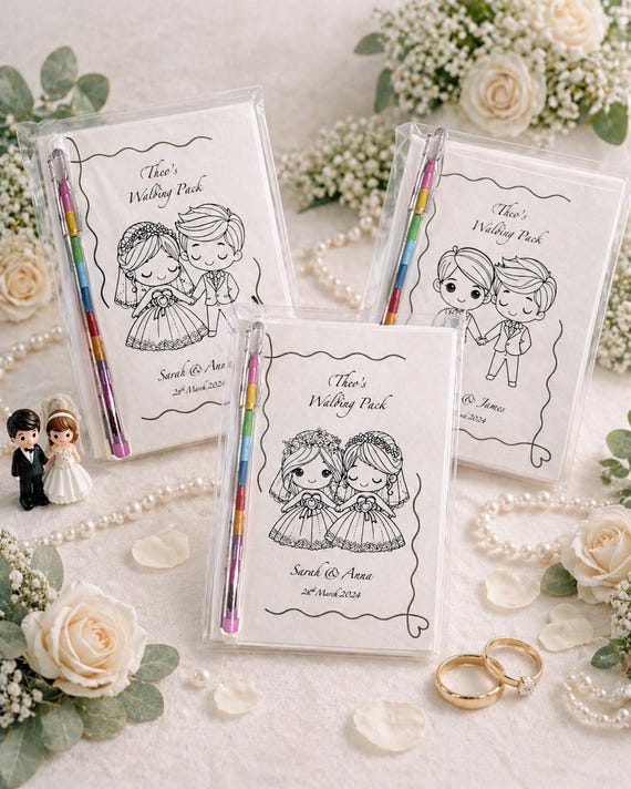Wedding Children Activity Pack, A6, personalised, customised, Bride, Groom, wedding gift, wedding favours, kid, toddler, wedding stationery