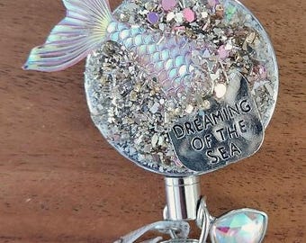 badge reel, mermaid, ocean, beach, coastal, gift, nurse, teacher
