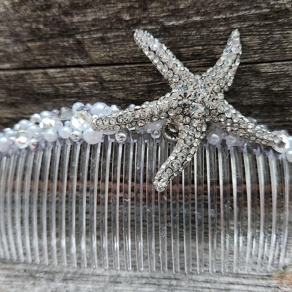 starfish, hair comb, bride, wedding, coastal, beach, gift, hair accessory