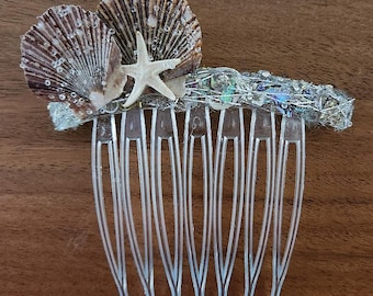 hair comb, shells, coastal, beach, gift, hair accessory
