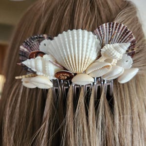 seashell hair comb, hair accessory, coastal, beach, gift