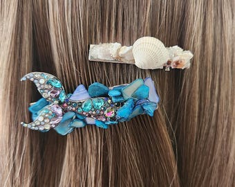 coastal hair clips, mermaid, beach, ocean, coastal, gift