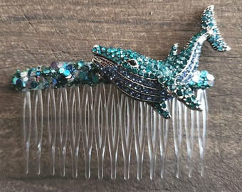 whale, hair comb, coastal, beach, gift, hair accessory