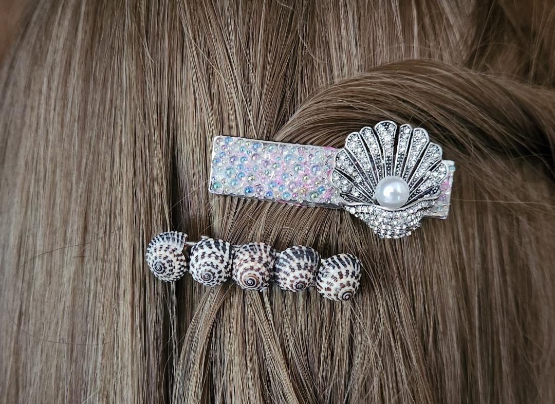 Sea Shells, Oyster, Hair Clips, Alligator Clips, Beach, Coastal, Gift ...