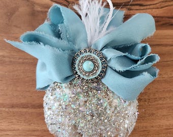 glass ornament, Christmas, vintage jewelry
