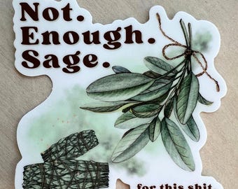 Not Enough Sage for This Shit Vinyl Sticker, 2026 Self Care Motto, Laptop Cleansing, Smudge Stick, Positive Energy Decal, Lunar New Year