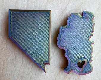 Nevada or Lake Tahoe 3D Printed Magnet, Host Gift, Unique Vacation Souvenir, Kitchen Cabin Decor, Fun Locker Magnet, Geography Art