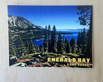 Emerald Bay and Fannette Island Lake Tahoe Vinyl Sticker, Iconic Big Blue Vacation Souvenir