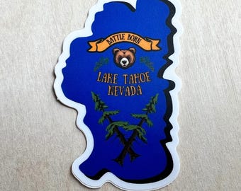 Lake Tahoe Nevada Vinyl Sticker, Battle Born State Flag, Home Means Nevada, Nevada Day Theme Stickers, Bear Head, Keep Tahoe Blue