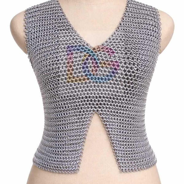 Handmade Aluminum Butted Chainmail Top for Women | Sleeveless V-Neck LARP Cosplay Armor
