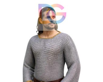 Handmade Medieval Chainmail Shirt 10mm Ring Hauberk Steel Chain Mail LARP Armor