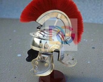 Roman Centurion Armor Helmet Red Plume | Medieval Warrior Helmet | Adult Wearable | LARP SCA Cosplay